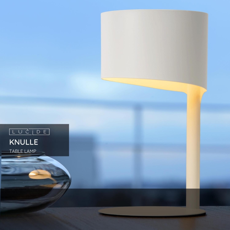 Lucide KNULLE - Stolná lampa - Ø 15 cm - 1xE14 - Biela